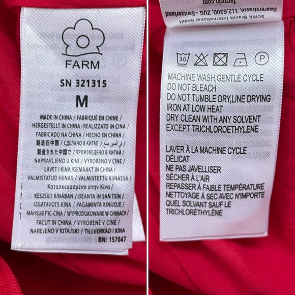 FARM Rio Summer Foliage Cross Back Mini Dress Red Medium NWT - Picture 12 of 16